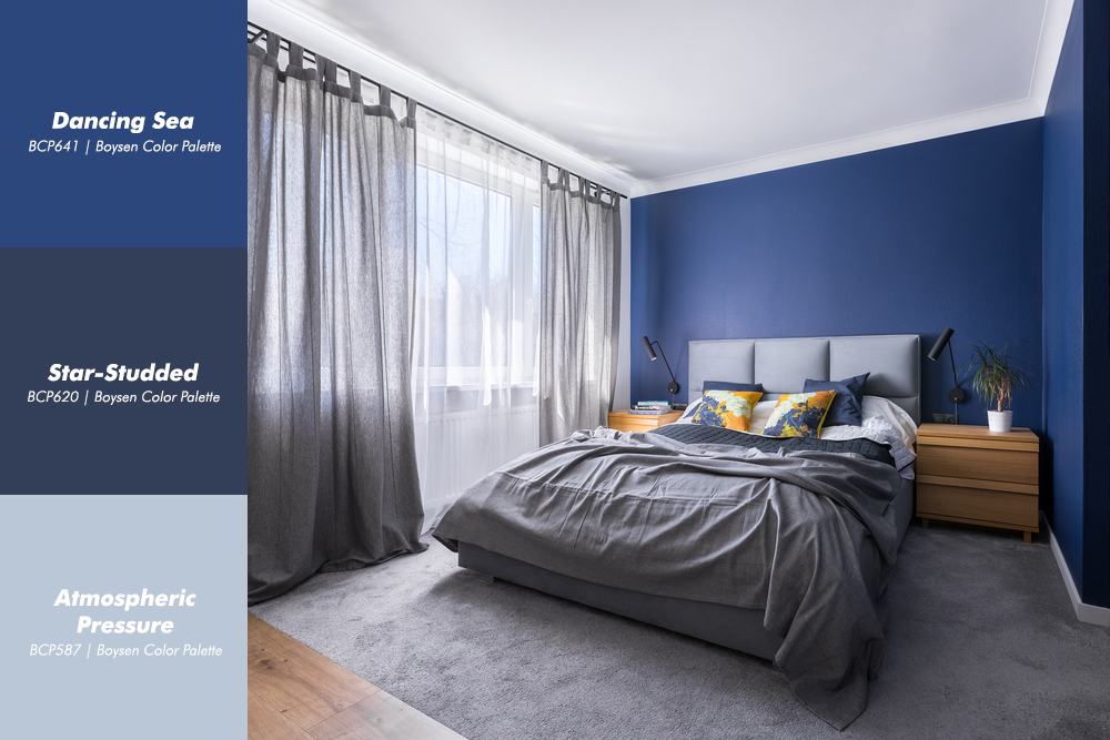 Blue Bedroom Interior with Boysen Color Palatte