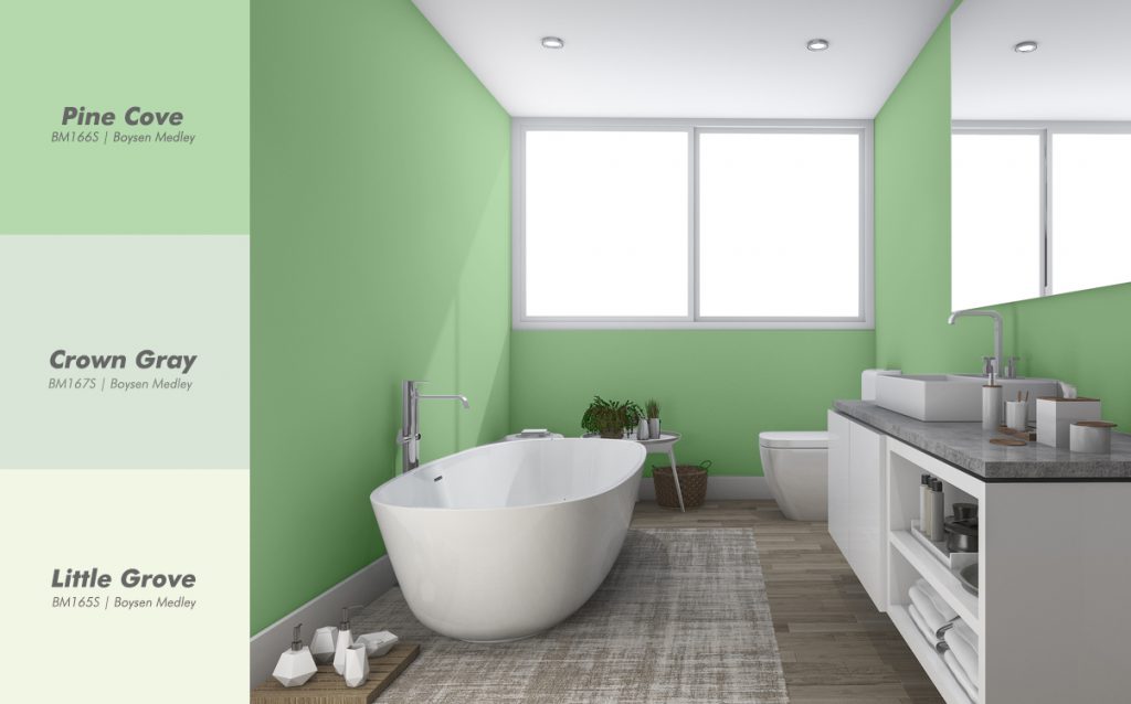 Green Bathroom Interior with Boysen Color Palatte