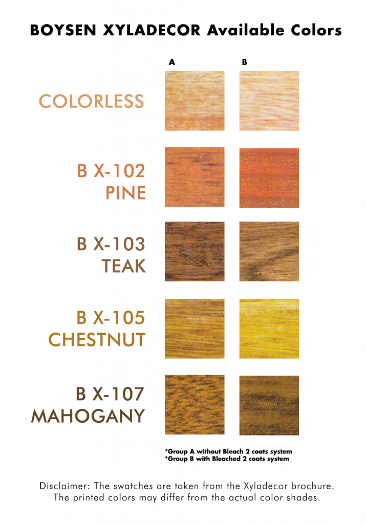 Boysen Xyladecor Available Colors