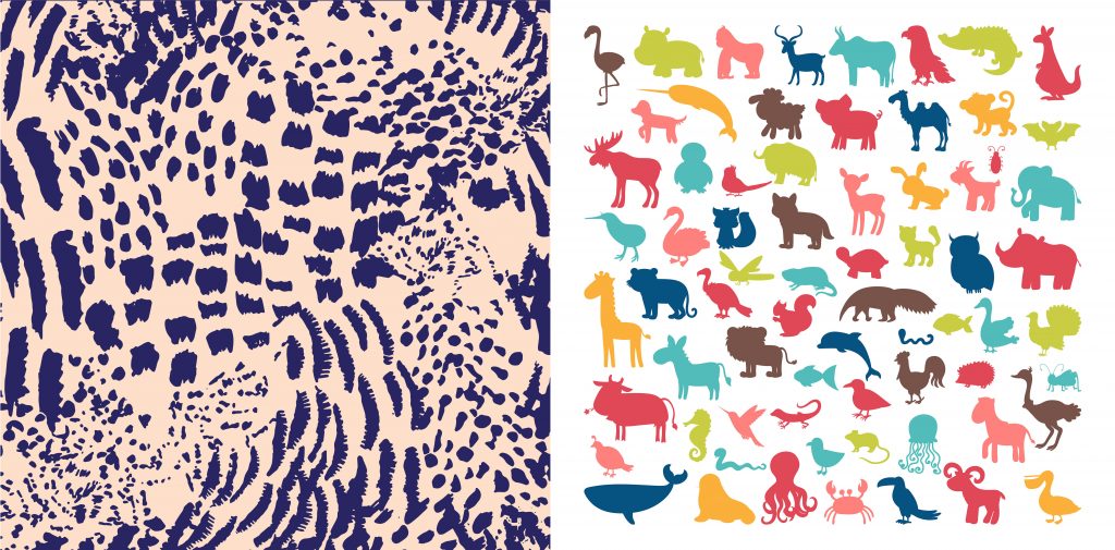 Animal prints and animal silhouettes for wall design