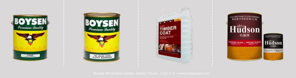 Boysen Xyladecor, Boysen Oil Wood Stain, Timber Coat, & Hudson Polyurethane Floor Varnish