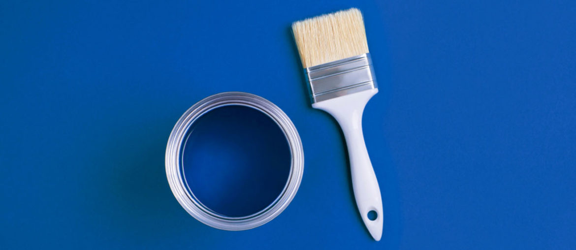 Classic Blue Paint can and paint brush