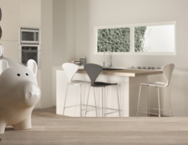 white piggy bank in a white interior background